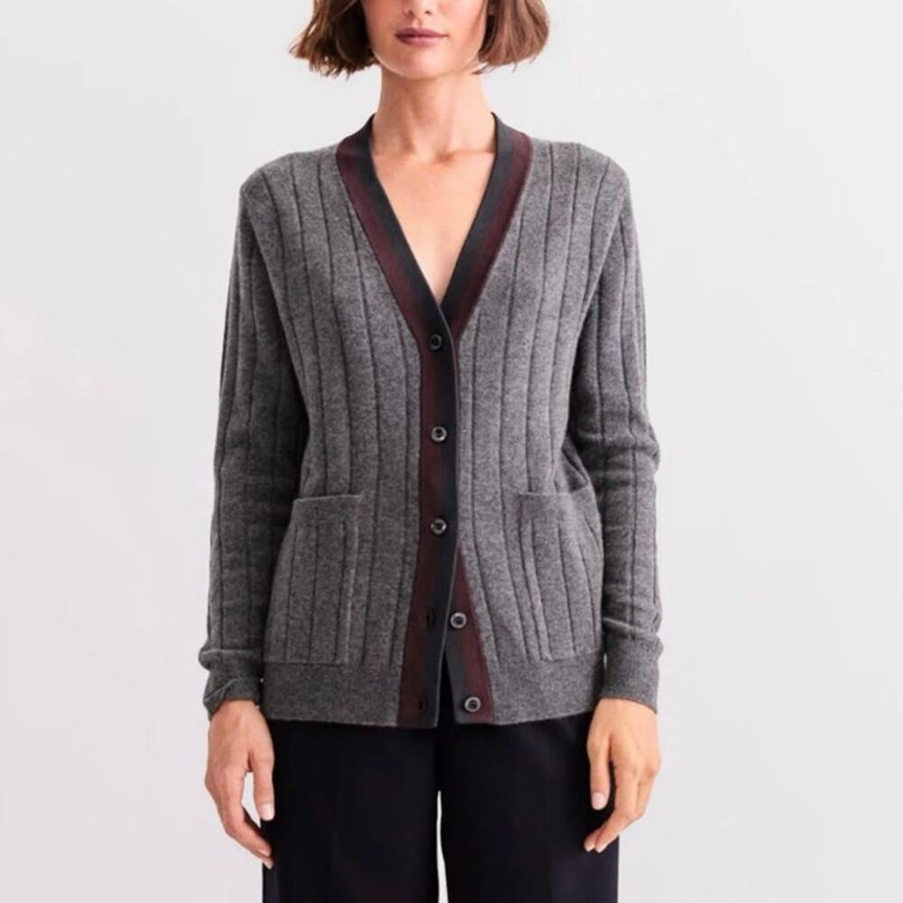 Kule The Sinclair Cashmere Cardigan Sweater Smoke Melange Size XS